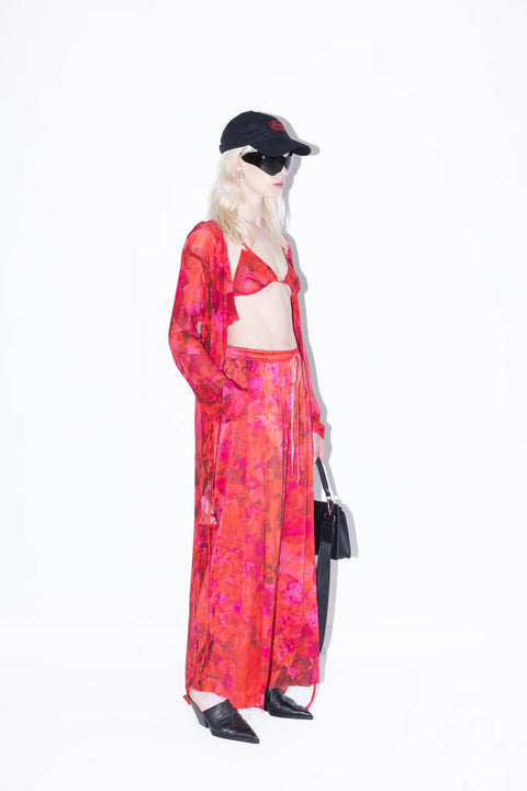 Jimmy D Faris Pants in Pink and Red Floral Silk