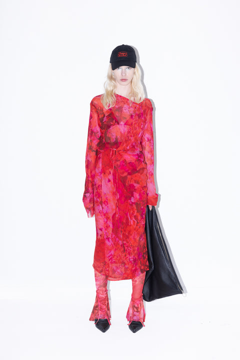 Jimmy D Red Floral Wrap Dress In Silk