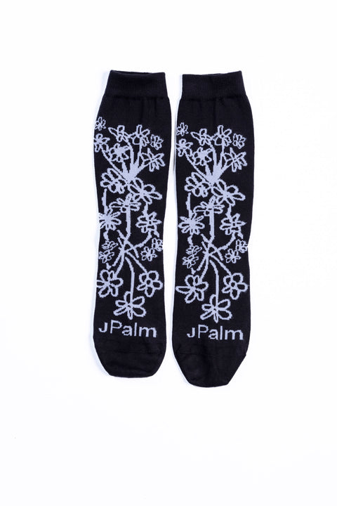 Floral Crew Socks | Black