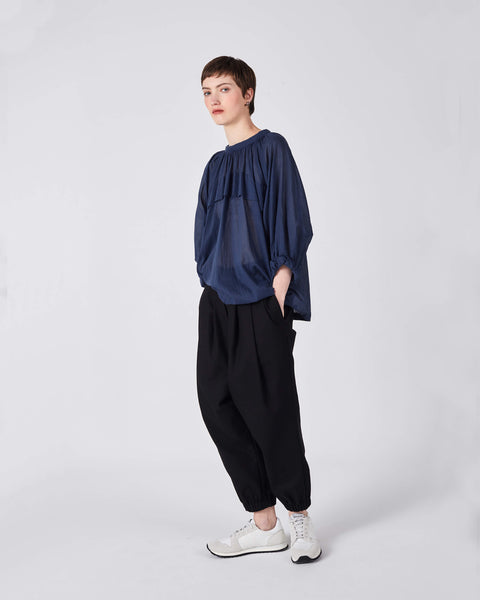 Julia Fong Sweet Devotion Reversible Blouse in Navy Blue Cotton