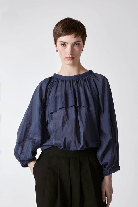 Julia Fong Sweet Devotion Reversible Blouse in Navy Blue Cotton
