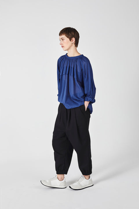Julia Fong Sweet Devotion Reversible Blouse in Blue Cotton Voile