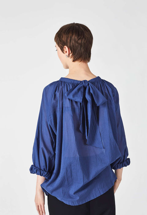 Julia Fong Sweet Devotion Reversible Blouse in Blue Cotton Voile