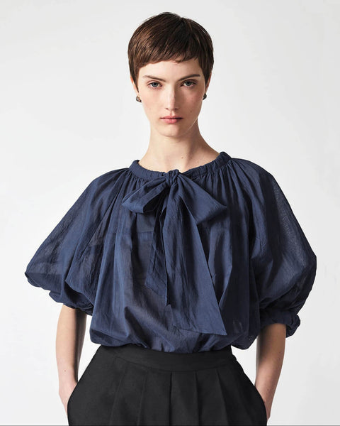 Julia Fong Sweet Devotion Reversible Blouse in Navy Blue Cotton