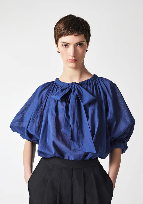Julia Fong Sweet Devotion Reversible Blouse in Blue Cotton Voile