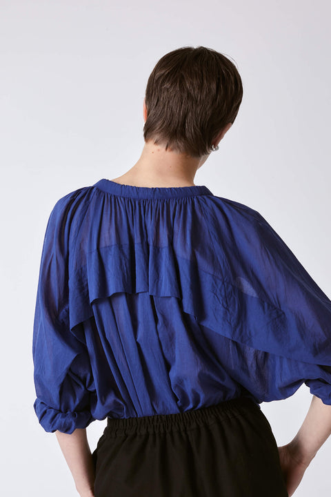 Julia Fong Sweet Devotion Reversible Blouse in Blue Cotton Voile