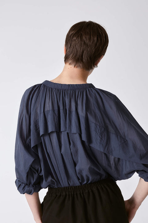 Julia Fong Sweet Devotion Reversible Blouse in Navy Blue Cotton