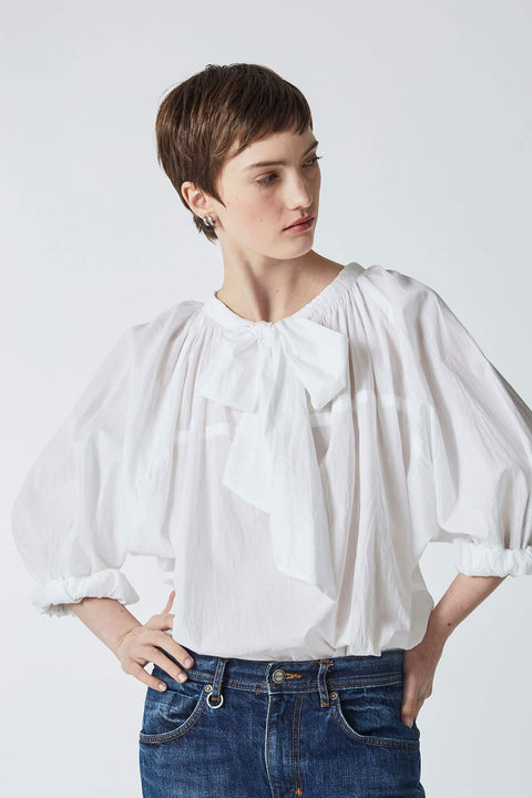 Julia Fong Sweet Devotion White Cotton Bow Blouse