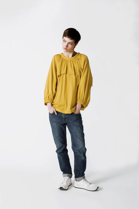 Julia Fong Sweet Devotion Reversible Blouse in Dandelion Yellow Cotton Silk