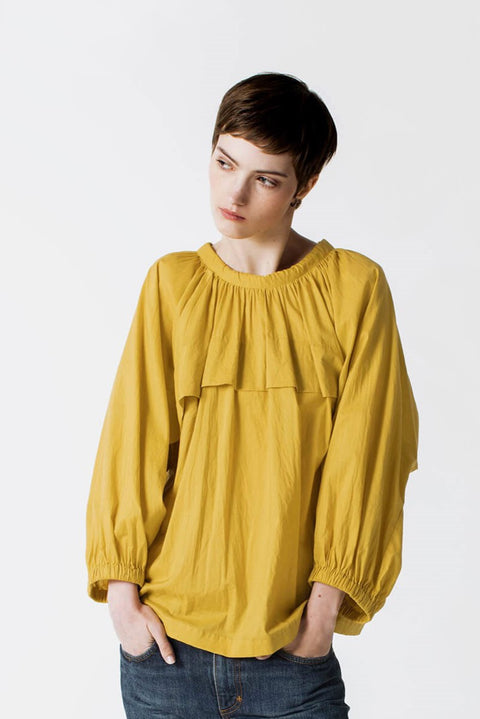 Julia Fong Sweet Devotion Reversible Blouse in Dandelion Yellow Cotton Silk