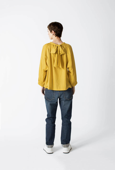 Julia Fong Sweet Devotion Reversible Blouse in Dandelion Yellow Cotton Silk
