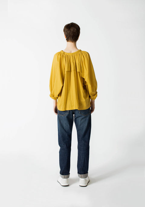 Julia Fong Sweet Devotion Reversible Blouse in Dandelion Yellow Cotton Silk