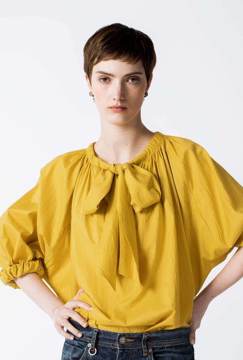 Julia Fong Sweet Devotion Reversible Blouse in Dandelion Yellow Cotton Silk