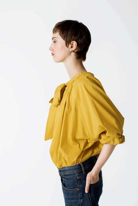 Julia Fong Sweet Devotion Reversible Blouse in Dandelion Yellow Cotton Silk