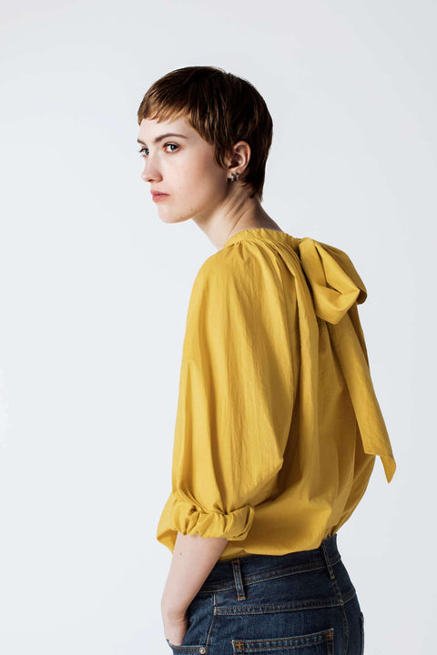 Julia Fong Sweet Devotion Reversible Blouse in Dandelion Yellow Cotton Silk