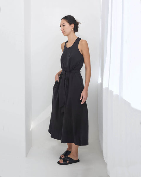 Julia Fong Poet Dress Washed Black