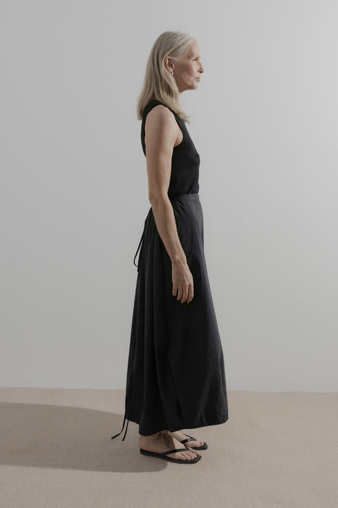 James Brown Nylon Draw Skirt Black