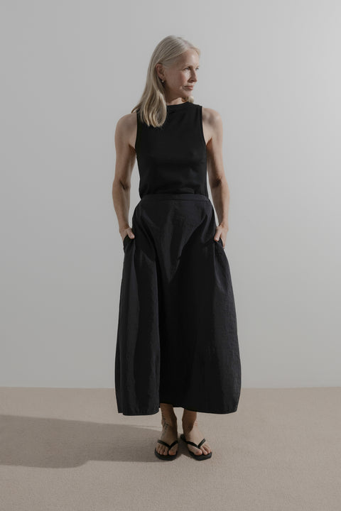 James Brown Drawn Skirt Black Nylon
