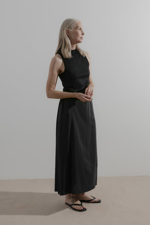 James Brown Drawn Skirt Black Silk Crepe De Chine