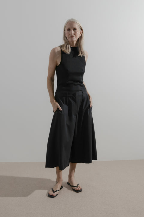 James Brown Long Line Wide Leg Shorts in Wool Suting