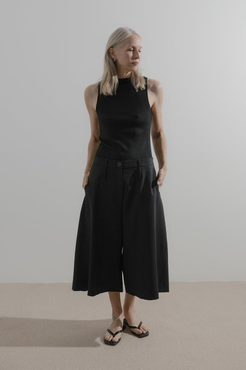 James Brown Long Line Wide Leg Shorts in Wool Suting