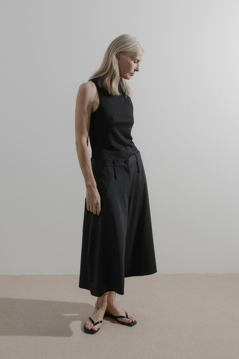 James Brown Long Line Wide Leg Shorts in Wool Suting
