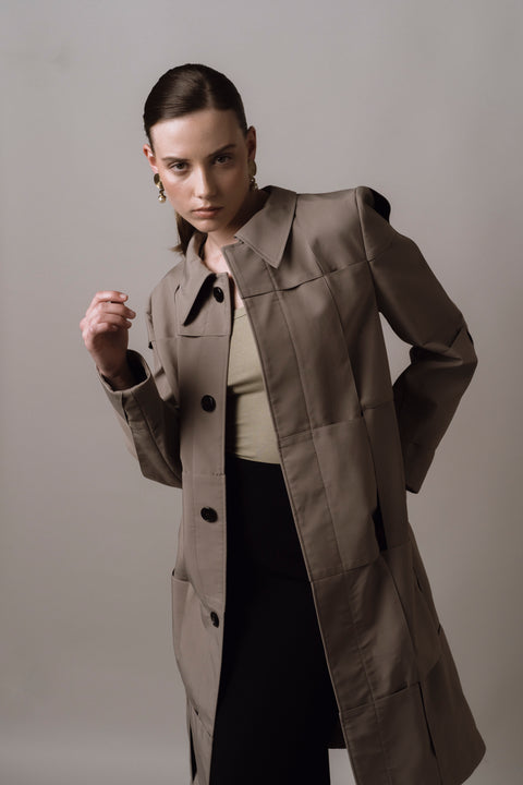 James Bush Panelled Trench Coat