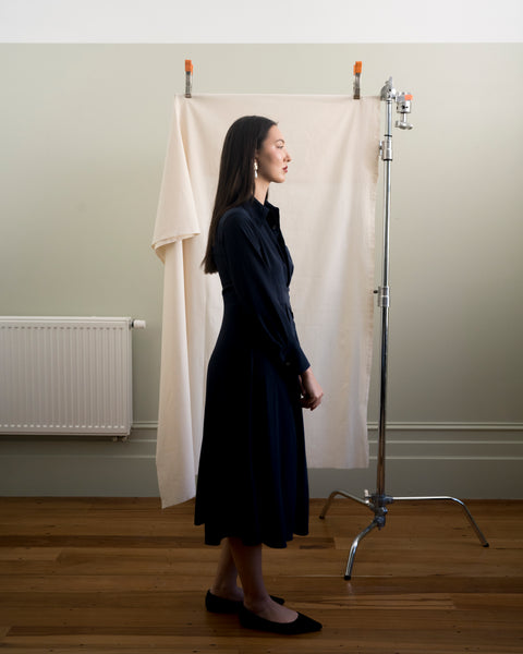 James Bush Navy Blue Twist Dress In Silk