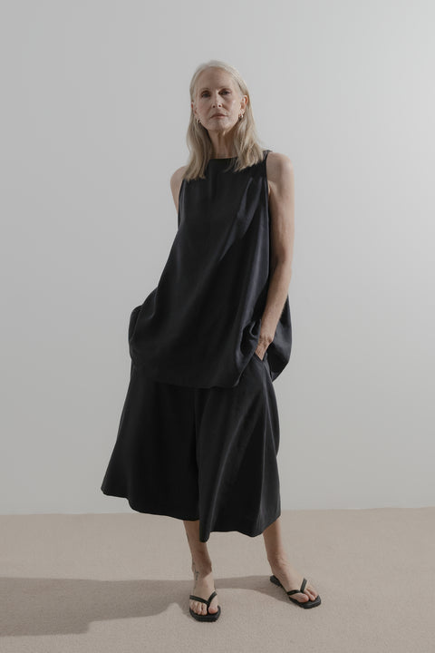 James Brown Line Boatneck Top Silk Linen