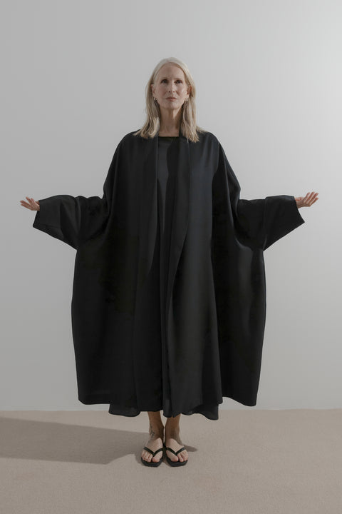 Throw Coat | Wool Crepe