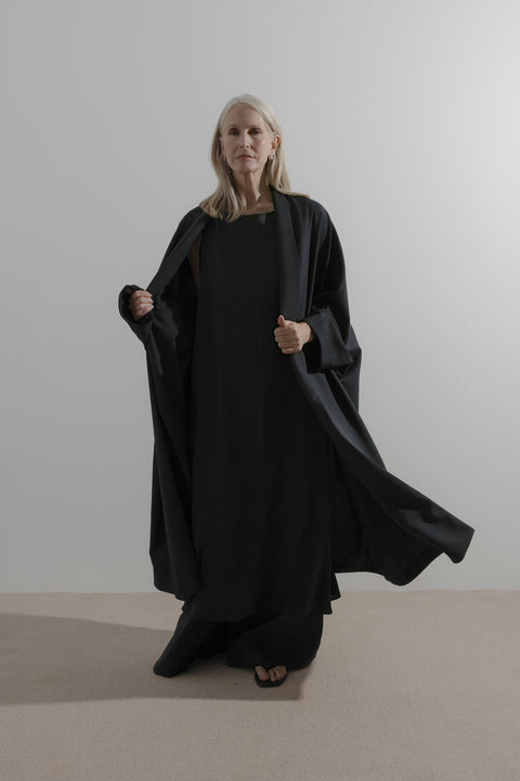 Throw Coat | Wool Crepe