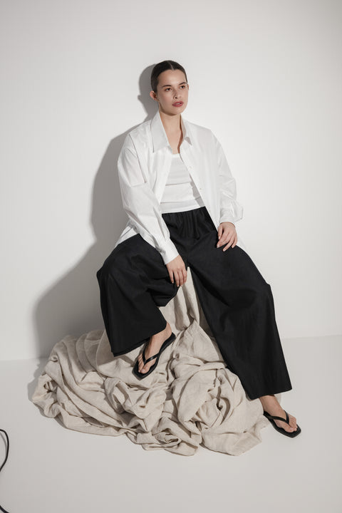 James Brown Black Linen Pants