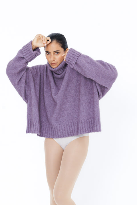 Lela Jacobs Lavender Possum Turtleneck Jumper