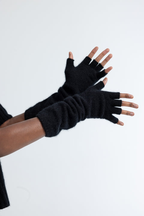 Lela Jacobs Black Possum Fingerless Gloves