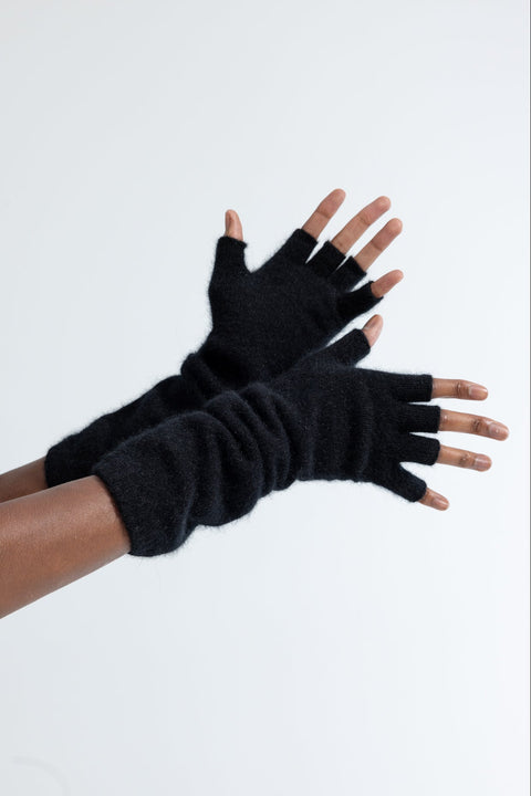 Lela Jacobs Black Possum Fingerless Gloves