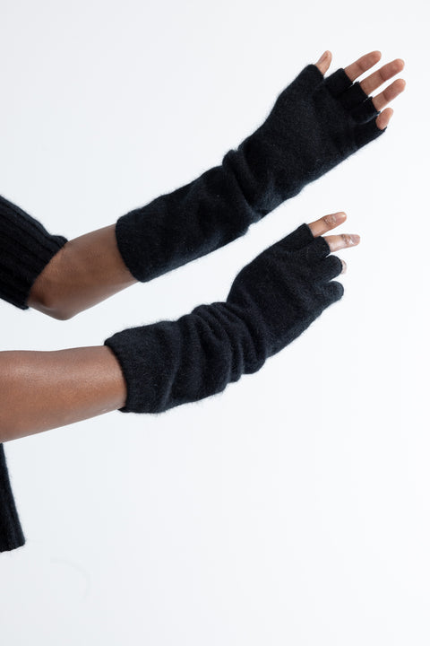 Lela Jacobs Black Possum Fingerless Gloves