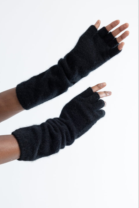 Lela Jacobs Black Possum Fingerless Gloves