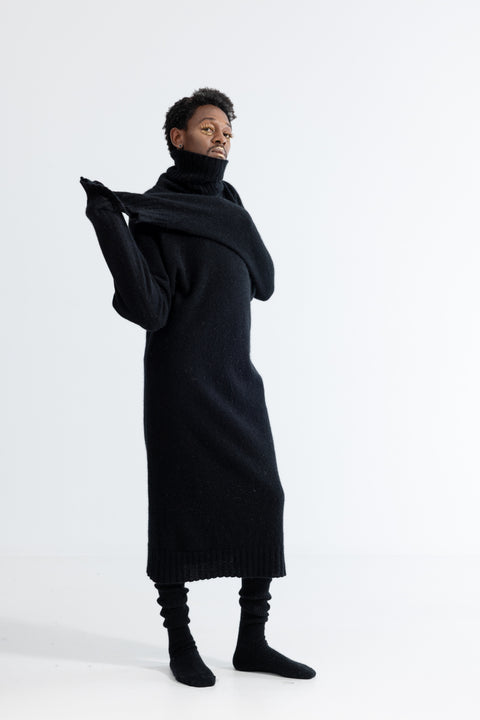 Lela Jacobs Black Possum Maxi Dress