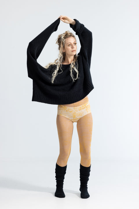 Lela Jacobs Black Possum Silk Merino Scoop Neck Jersey