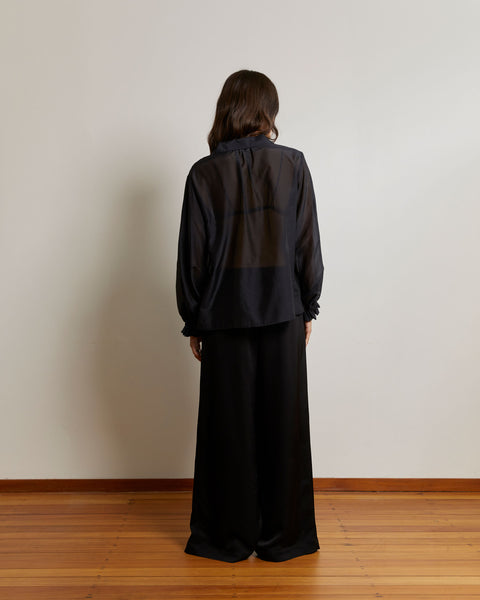 Mahsa Luna Blouse in Black Silk Cotton