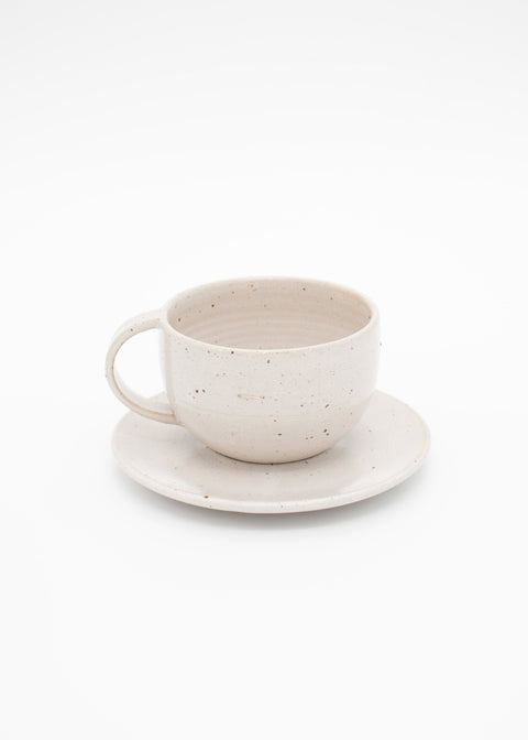 Nicola Shuttleworth White Speckle Cup and Saucer