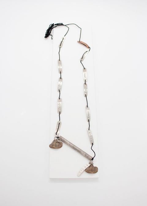 Judi Clements CRONE Save the Kauri Sterling Silver and black silk rope necklace