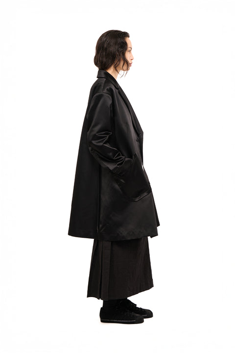 Nomd afterparty coat black sateen