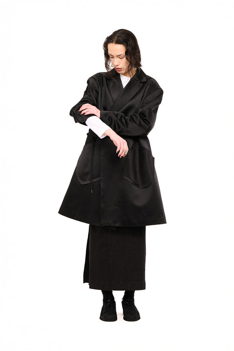 Nomd afterparty coat black sateen