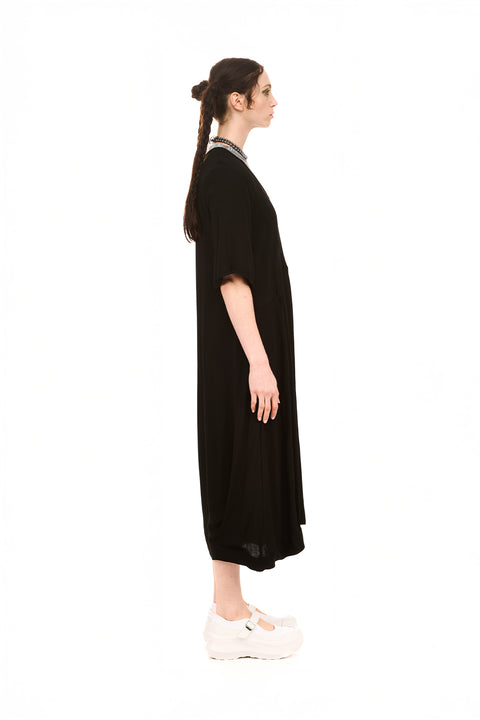 Nom*d Classic Dress Black V Neck with Sleeves