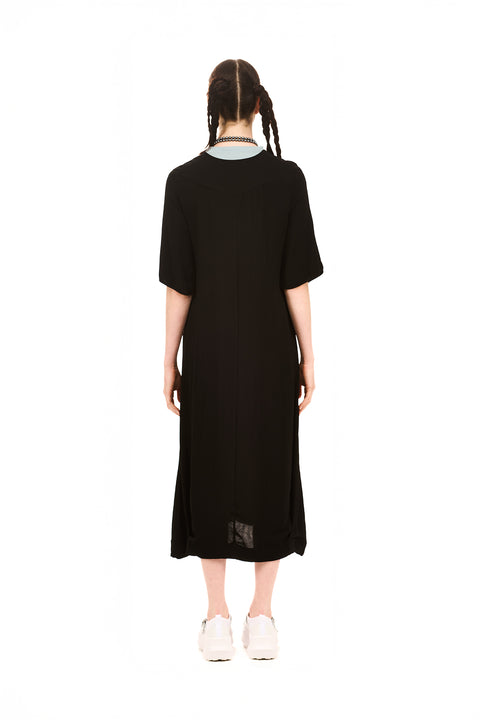 Nom*d Classic Dress Black V Neck with Sleeves