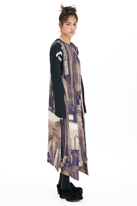 Nomd Gothic Church Print Detached Pinafore Dress