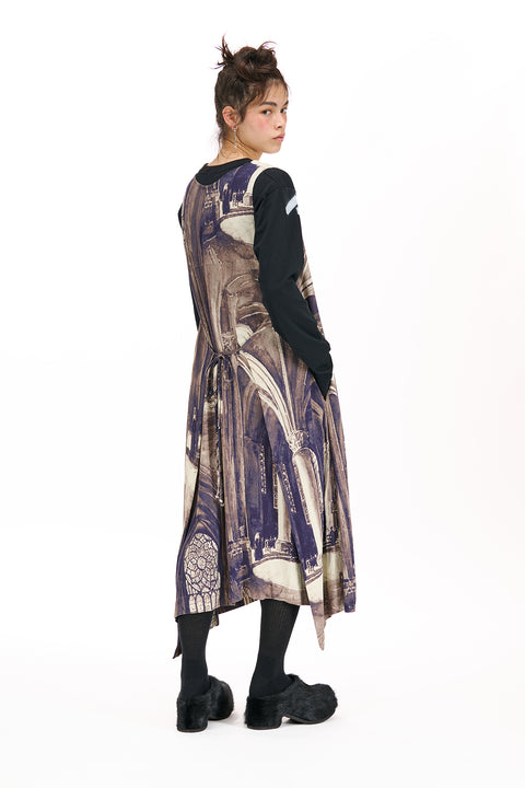 Nomd Gothic Church Print Detached Pinafore Dress