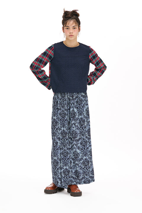 Nom*d Everytime Skirt in Anaglypta Blue Print