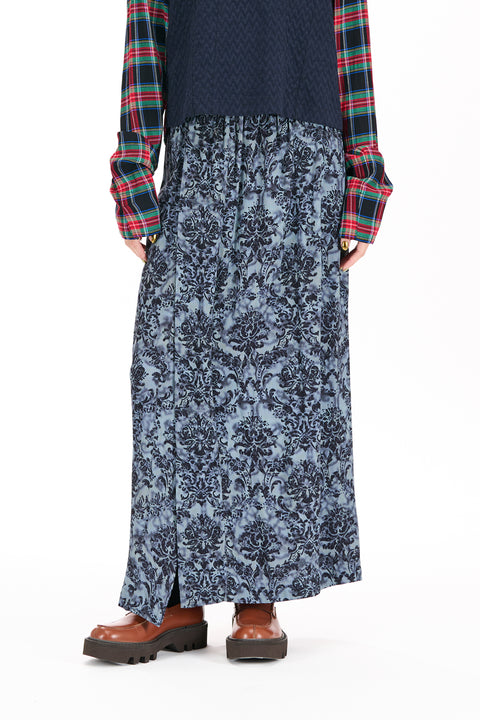 Nom*d Everytime Skirt in Anaglypta Blue Print